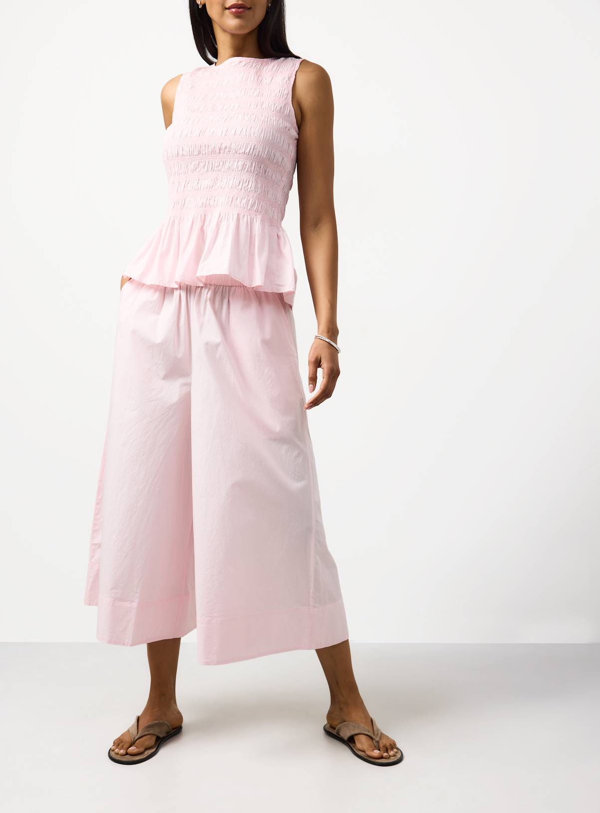 Pink Wide Leg Poplin Palazzo Trousers 16 - Image 1